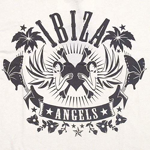 Ibiza Angels Camiseta Hombre con Logo Clásico - Crema, S - Small