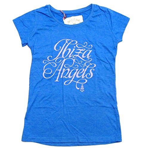 Ibiza Angels Camiseta Mujer Escritura - Azul Marga, L - Large