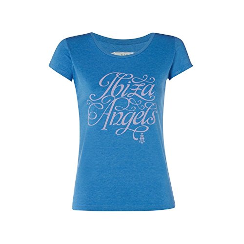 Ibiza Angels Camiseta Mujer Escritura - Azul Marga, L - Large