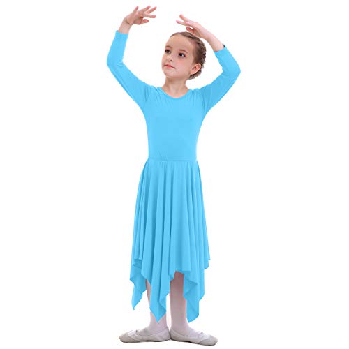 IBTOM CASTLE Danza Vestido de Ballet Flamenco Maillot Adulto con Falda Larga para Mujer Niñas Chica Disfraz Bailarina Niña Azul 3-4 Años