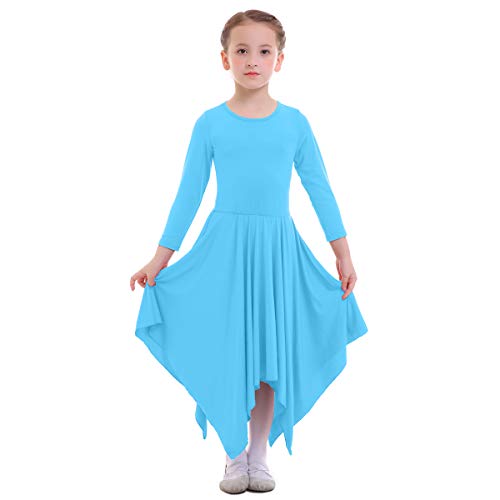 IBTOM CASTLE Danza Vestido de Ballet Flamenco Maillot Adulto con Falda Larga para Mujer Niñas Chica Disfraz Bailarina Niña Azul 3-4 Años
