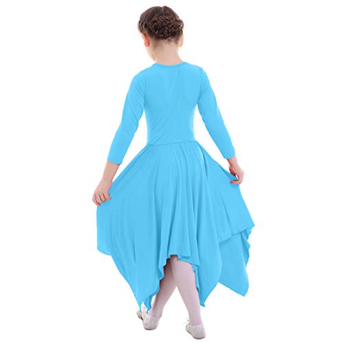 IBTOM CASTLE Danza Vestido de Ballet Flamenco Maillot Adulto con Falda Larga para Mujer Niñas Chica Disfraz Bailarina Niña Azul 3-4 Años