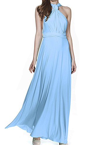 IBTOM CASTLE Vestido Largo sin Tirantes Elegante para Mujer de Fiesta para Boda Ceremonia Maxi Noche la Dama de Honor Azul Cielo M