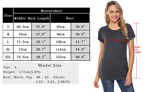 iClosam Camiseta para Mujer Verano con Cuello Redondo Túnica Loose Fit Top con Bolsillos Laterales S-XXL (Blanco, S)