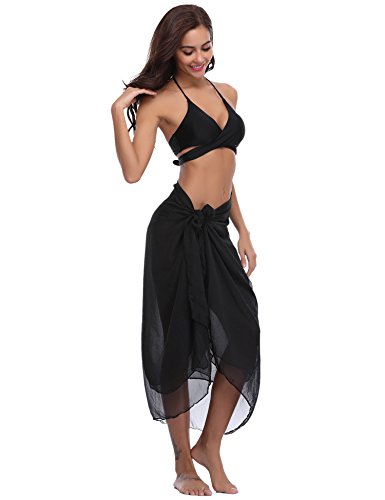 iClosam Cubierta de Traje de Baño para Mujeres, Ropa de Playa Transparente, color Negro, Talla única