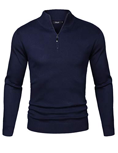 iClosam Jersey Hombre Cuello Cremallera Grueso Esencial Sudadera Sueter Pullover JerséIs Hombre Invierno