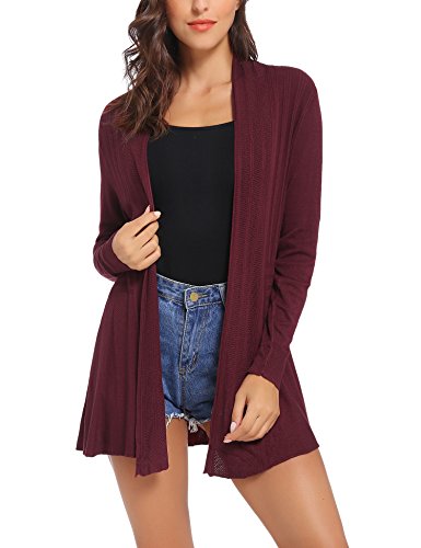 iClosam Ladies Cardigan Chaqueta Manga para Mujer Larga Delgada con Ligera SuéTer Jersey Chal Abierto Rebecas Playa Primavera Y Verano