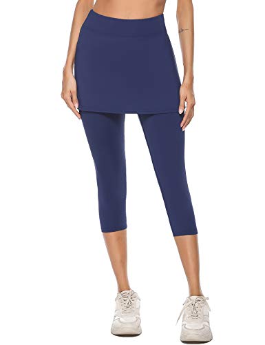 iClosam Pantalones de Falda de Tenis y Golf para Mujer Falda Deportivo con Bolsillos Tela Elástica（XL,Azul）