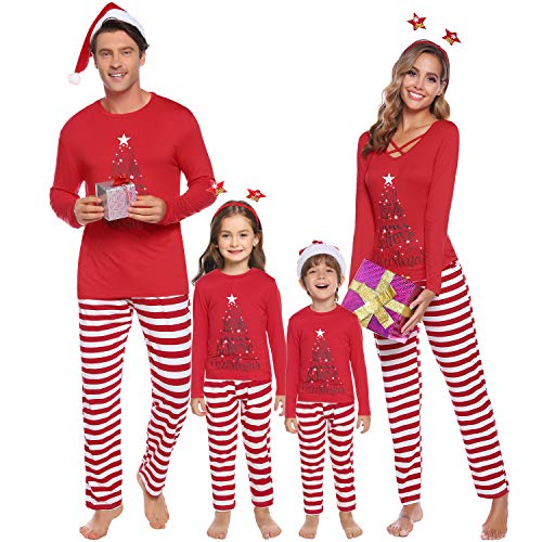 iClosam Pijamas De Navidad Familia Conjunto Pantalon y Top Mujer Hombre Niños Niña Algodón Camisetas De Manga Larga Sudadera Chándal