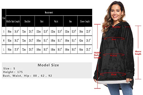iClosam Sudadera Manta Unisexo con Capucha Termica Suave Lindo Chaqueta Termica Talla Grande para Peli ，Oficina，Casa，Outdoors