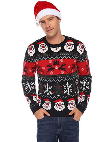 iClosam SuéTer De Hombre Y Mujer Unisex Navidad Cuello Redondo Esencial Navideño Pullover De Punto Jersey Sudaderas Sweater Invierno