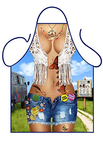 Iconic Delantales Sexy Hippy Girl Delantal, poliéster, multicolor, 79 x 56 x 0,1 cm