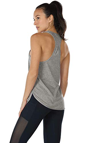 icyzone Camiseta sin Mangas de Fitness para Mujer Chaleco Deportivo, Pack de 2 (M, Gris/UVA Morada)