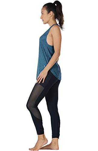 icyzone Camiseta sin Mangas de Fitness para Mujer Chaleco Deportivo, Pack de 2 (XL, Negro/Mezclilla)