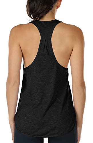 icyzone Camiseta sin Mangas de Fitness para Mujer Chaleco Deportivo (S, Negro)