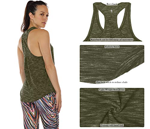 icyzone Camiseta sin Mangas de Yoga para Mujer Chaleco Deportivo (S, Ejercito Verde)