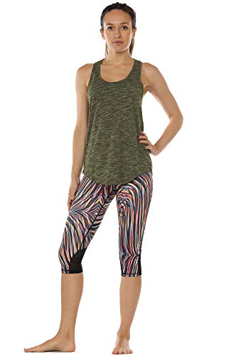 icyzone Camiseta sin Mangas de Yoga para Mujer Chaleco Deportivo (S, Ejercito Verde)