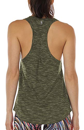 icyzone Camiseta sin Mangas de Yoga para Mujer Chaleco Deportivo (S, Ejercito Verde)