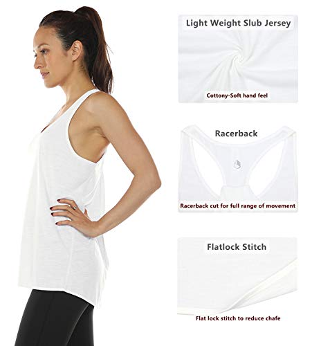 icyzone Camiseta sin Mangasde Fitness para Mujer (M, Blanco)
