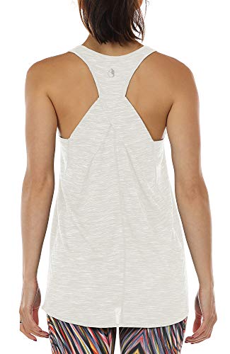 icyzone Camiseta sin Mangasde Fitness para Mujer (M, Blanco)