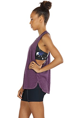 icyzone Sueltas y Ocio Camiseta sin Mangas Camiseta de Fitness Deportiva de Tirantes para Mujer(Paquete de 3) (XS, Negro/UVA Morada/Azul Cielo)