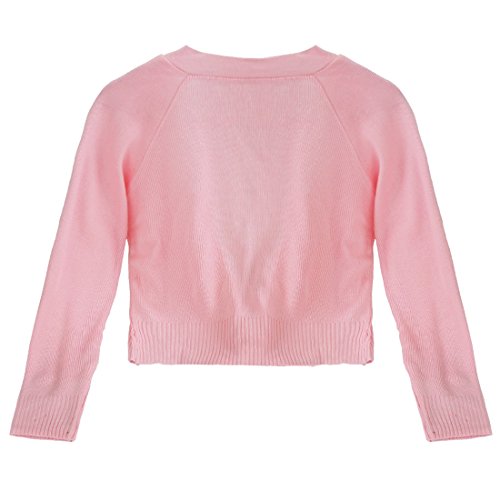 IEFIEL Chaquetas de Ballet Niñas Cárdigan Elegantes para Vestido de Danza Ballet Bolero Chicas Manga Larga para Maillot Gimnasia Camiseta de Punto Suéter Rosa A 10-12 años