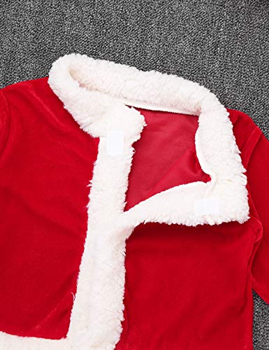 IEFIEL Disfraz Navidad Papá Noel Santa Claus para Bebé Niño Niña Vestido/Chaqueta Manga Larga Pantalones Gorro Traje Navideño Invierno Rojo Niño 2-3 años