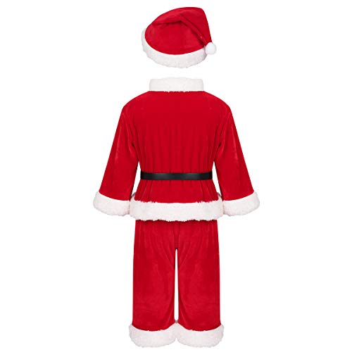 IEFIEL Disfraz Navidad Papá Noel Santa Claus para Bebé Niño Niña Vestido/Chaqueta Manga Larga Pantalones Gorro Traje Navideño Invierno Rojo Niño 2-3 años