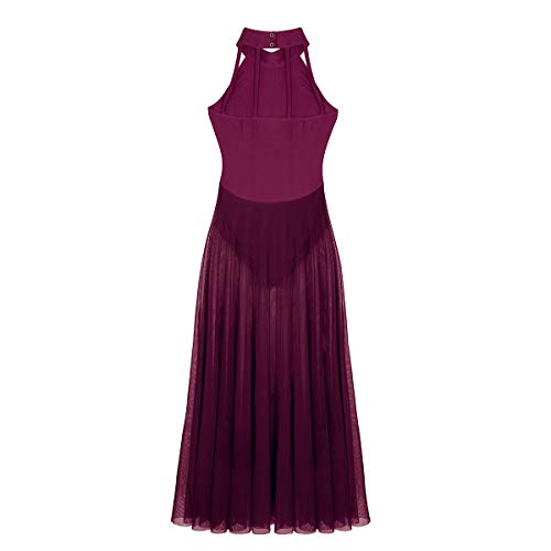 IEFIEL Vestido Largo de Danza Tango Latino Ballet Mujer Niña Traje de Bailarina de Ballet Fiesta Actuacion S-XXL Rojo S