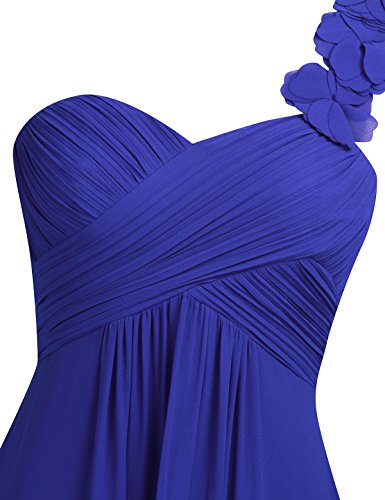 IEFIEL Vestido Largo de Gasa Mujer Vestido de Boda Dama de Honor Chicas Vestido de Fiesta Vestido Elegante Un Hombro Descubierto para Ceremonias Veladas Azul 36