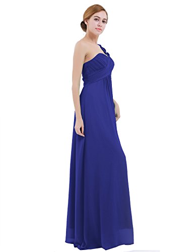 IEFIEL Vestido Largo de Gasa Mujer Vestido de Boda Dama de Honor Chicas Vestido de Fiesta Vestido Elegante Un Hombro Descubierto para Ceremonias Veladas Azul 36