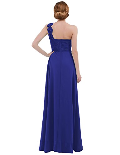 IEFIEL Vestido Largo de Gasa Mujer Vestido de Boda Dama de Honor Chicas Vestido de Fiesta Vestido Elegante Un Hombro Descubierto para Ceremonias Veladas Azul 36