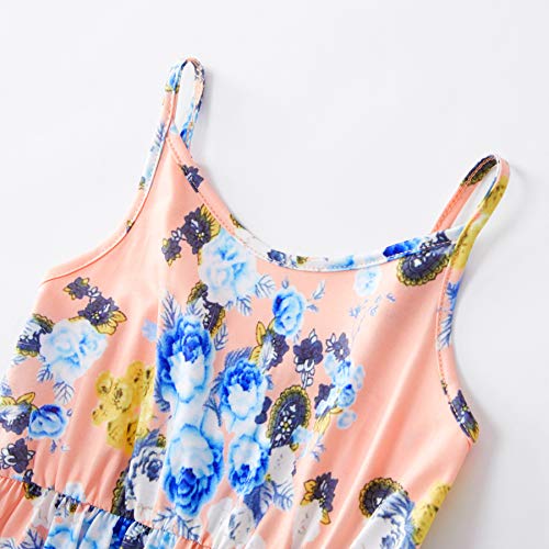 IFFEI Mommy and Me Vestido Largo a Juego Correa de Espagueti con Estampado Floral Vestido Largo sin Mangas Casual de Verano con Diadema Niña: 6-9M