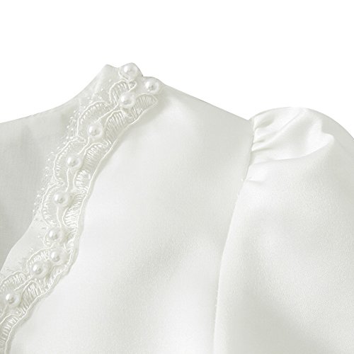 iiniim Bolero Blanco con Perla Chaquetas Niña Elegante Capa Manga Larga Princesa Chaqueta Corto para Vestido Traje Infantil de Fiesta Boda Dama de Honor Bautizo Shrug Blanco 9-10 años
