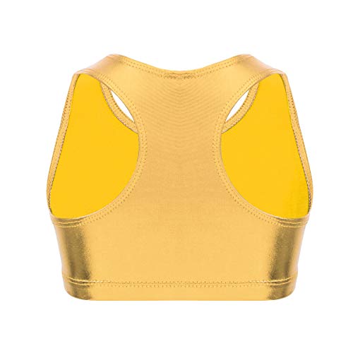 iiniim Crop Top Niña Ropa de Deporte Camiseta Camisa Sujetador Deportivo Tank Top Corto Fitness Gimnasia Ejercicio Ciclismo Running Baile Danza Ropa Interier sin Costuras Dorado 11-12 años