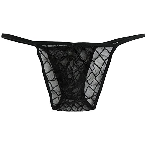 iiniim Tanga Negro Calzoncillos Transparente Atractivo Hombre Ropa Interior Negro Ropa Interior Erótica Sexy Lencería Slip de Red Malla Bikini Calzoncillo para Chicos Adultos Negro M