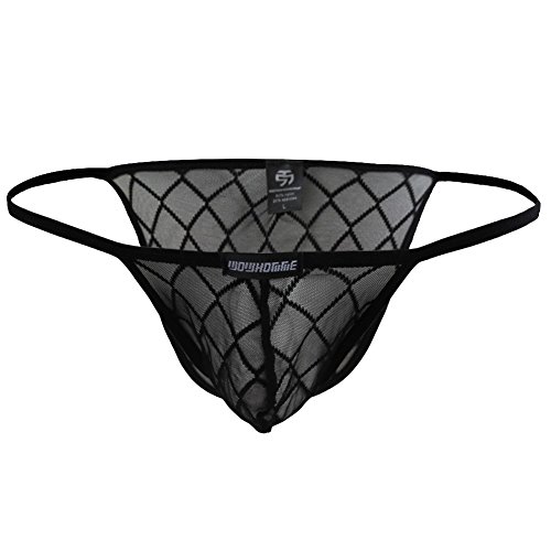 iiniim Tanga Negro Calzoncillos Transparente Atractivo Hombre Ropa Interior Negro Ropa Interior Erótica Sexy Lencería Slip de Red Malla Bikini Calzoncillo para Chicos Adultos Negro M