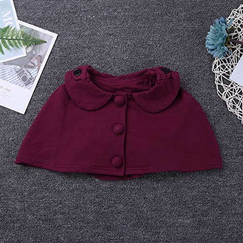 iiniim Vestido Bolero Conjunto de Trajes de Niñas Algodón Vestido Princesa Vintage Chaleco Shrug Double-breasted Outwear Dress Ropa Caliente para Niñas 2 Años a 6 Años Rojo Oscuro 4-5 años