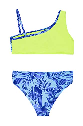 IKALI - Conjunto de bikini de dos piezas para niñas, traje de baño con volantes y diseño de flamencos, traje de baño deportivo infantil para la playa Azul azul 6-7 Años