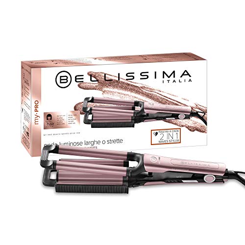 Imetec Bellissima GT20 10 My Pro Beach Waves - Plancha para Hacer Ondas Anchas y Estrechas, 3 Niveles Temperaturas, Placas Revestidas de Cerámica, Rosa Perla