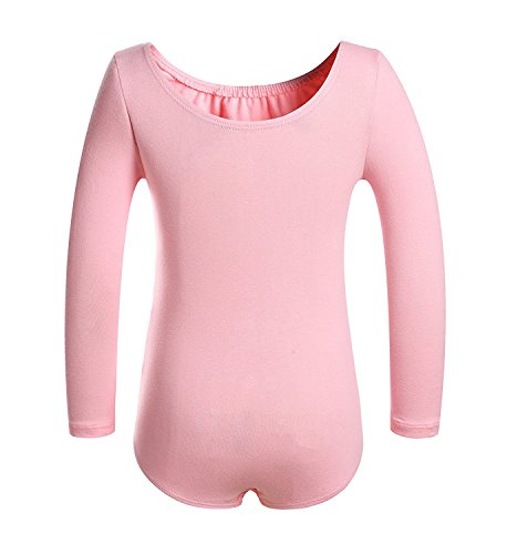 iMixCity Gimnasia Danza Leotardo Traje de Ballet de Manga Larga para Niñas de Ballet Equipamiento Básico con Falda Envolvente (110 (3-4 años de Edad), Rosa)