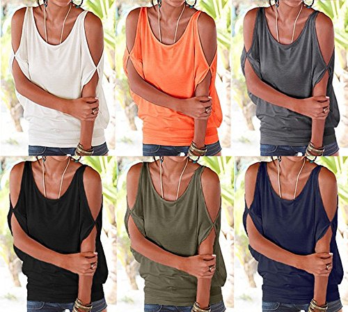 iMixCity Verano Camisas De Hombro Frío Blusas Tops del Batwing Camisetas sin Mangas Camiseta Casual Camiseta para Mujer (S, Negro)