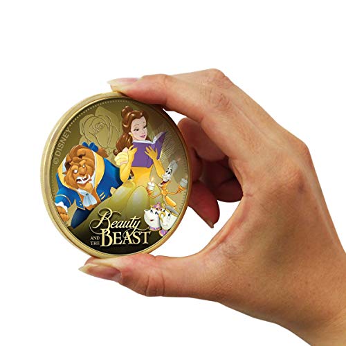IMPACTO COLECCIONABLES Disney La Bella y la Bestia Edición Luxe - Moneda / Medalla bañada en Oro 24 Quilates - 65mm