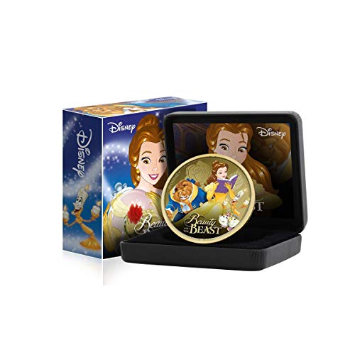 IMPACTO COLECCIONABLES Disney La Bella y la Bestia Edición Luxe - Moneda / Medalla bañada en Oro 24 Quilates - 65mm