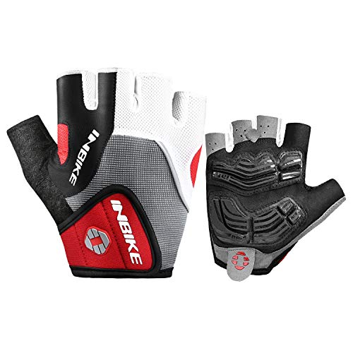INBIKE Guantes MTB Hombre Guantes para Bicicleta Guantes Ciclismo Hombre Verano (Rojo,M)