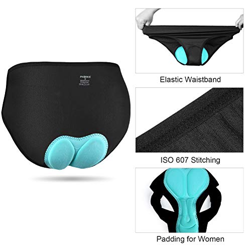 INBIKE Pantalones Cortos Calzoncillos Mujer Ciclismo para Bicicleta, Braguitas De MTB con 3D Acolchado De Gel para Bici Ciclista(Azul,m)