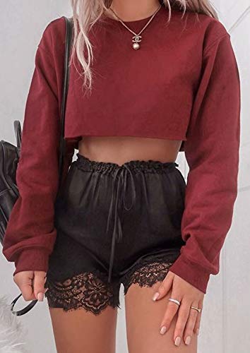 Inception Pro Infinite Camiseta Top Crop corta – Sudadera – Jersey – Mujer – Manga larga – Otoño – Invierno – Idea regalo – Chicas – Color rojo oscuro rojo XL