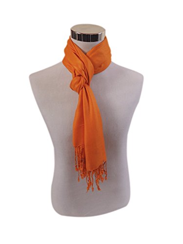Indian Accesories Pashmina, Bufanda, Foulard, Chal 180 x 70 cm (Naranja)