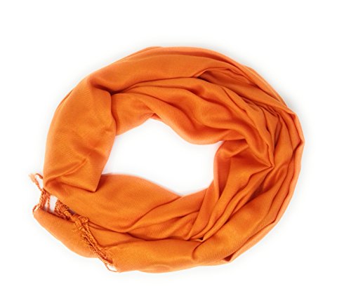 Indian Accesories Pashmina, Bufanda, Foulard, Chal 180 x 70 cm (Naranja)