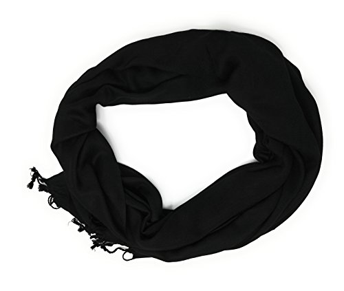 Indian Accesories Pashmina, Bufanda, Foulard, Chal 180 x 70 cm (Negro)